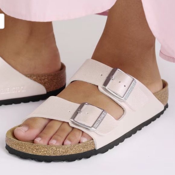 Birkenstock Shoes - Birkenstock Arizona Birko-Flor Embossed Sandals - Light Pink